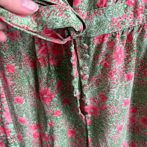 Vintage Green and Pink Floral Midi Dress - Picture 7 of 11